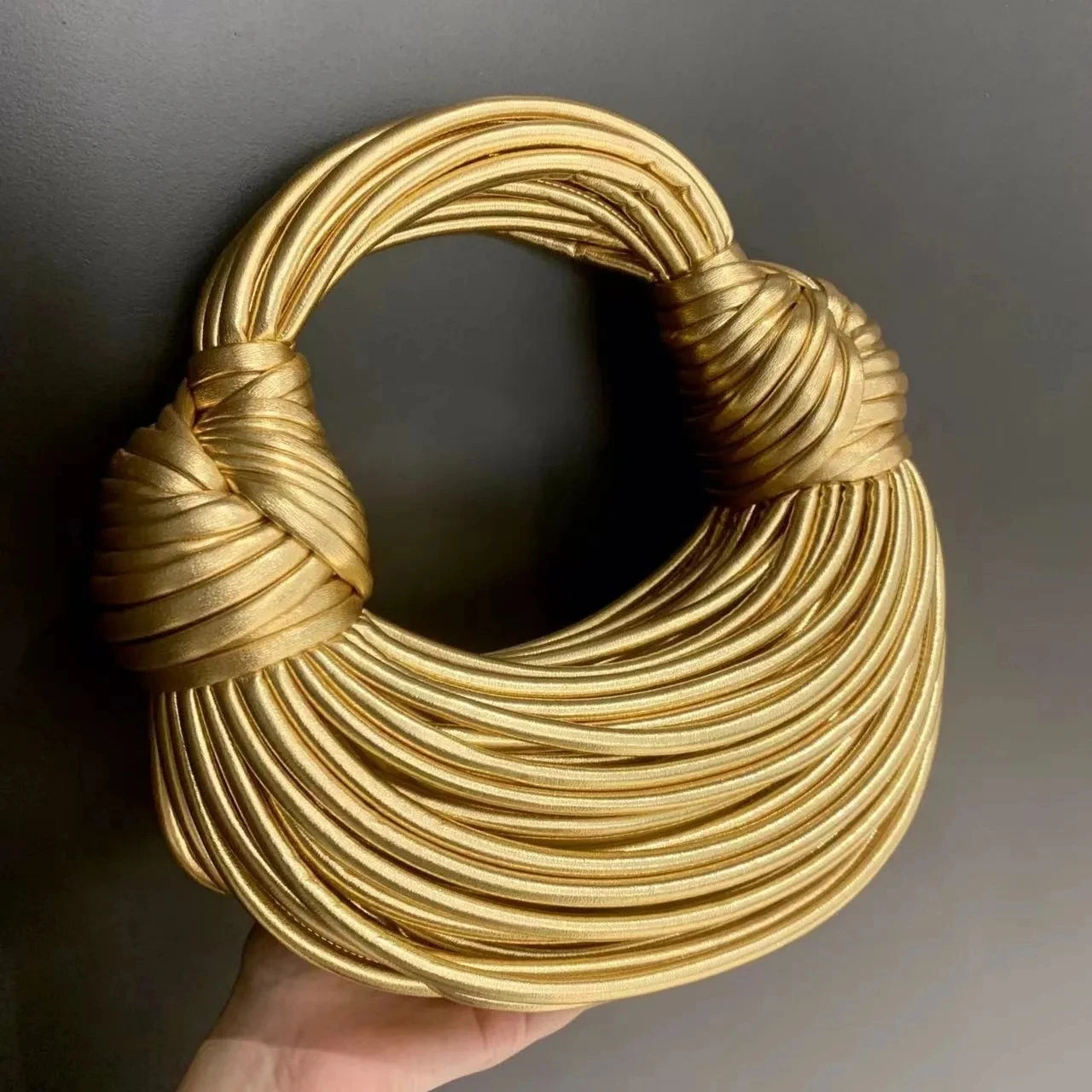 Gold Luxury Designer Brand Handwoven Noodle Bags Rope Knotted Pulled Hobo Silver Evening Clutch Chic