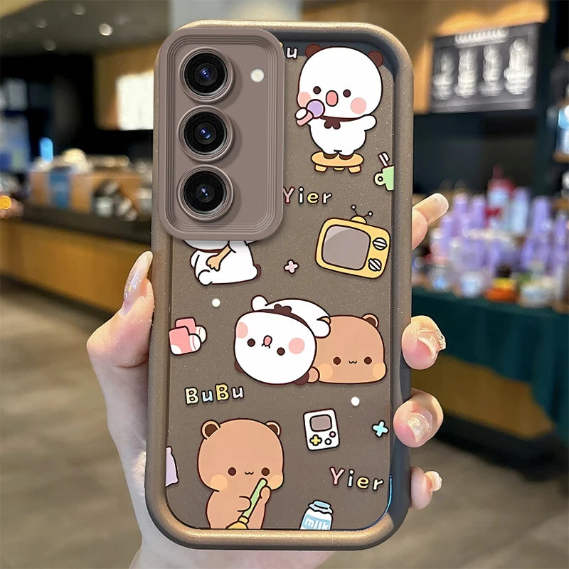 BuBu DuDu Couple Cartoon Phone Case For Samsung Galaxy S25 S24 S23 S21 Ultra Plus S24 S23 S21 S20 FE A73 A55 Soft Silicone Cover