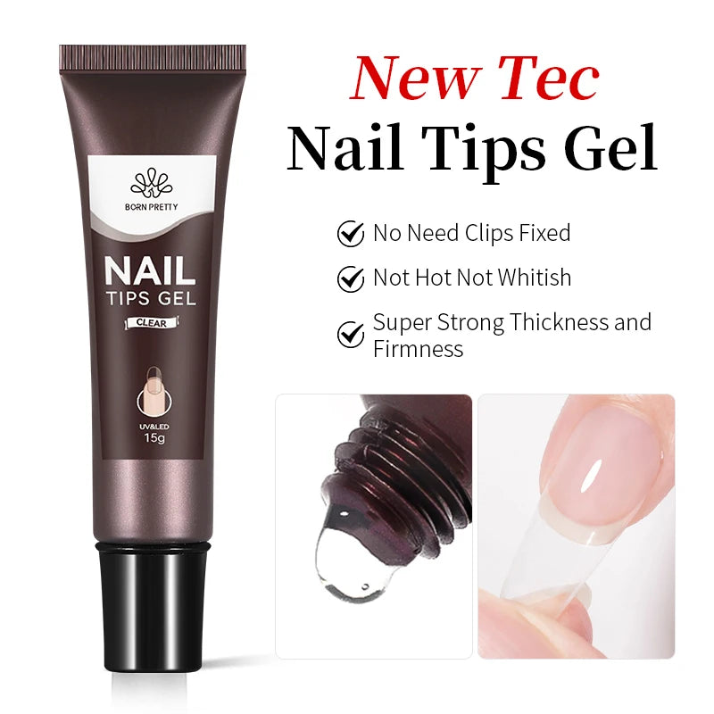 BORN PRETTY 15ml Clear Non Stick Hand Extension Gel Nail Polish for 3D Shaping Nail Art Solid Milky Jelly Hard Gel for Fake Nail