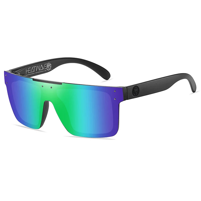 NEW luxury BRAND Mirrored Polarized lens heat wave Sunglasses men sport goggle uv400 protection with case