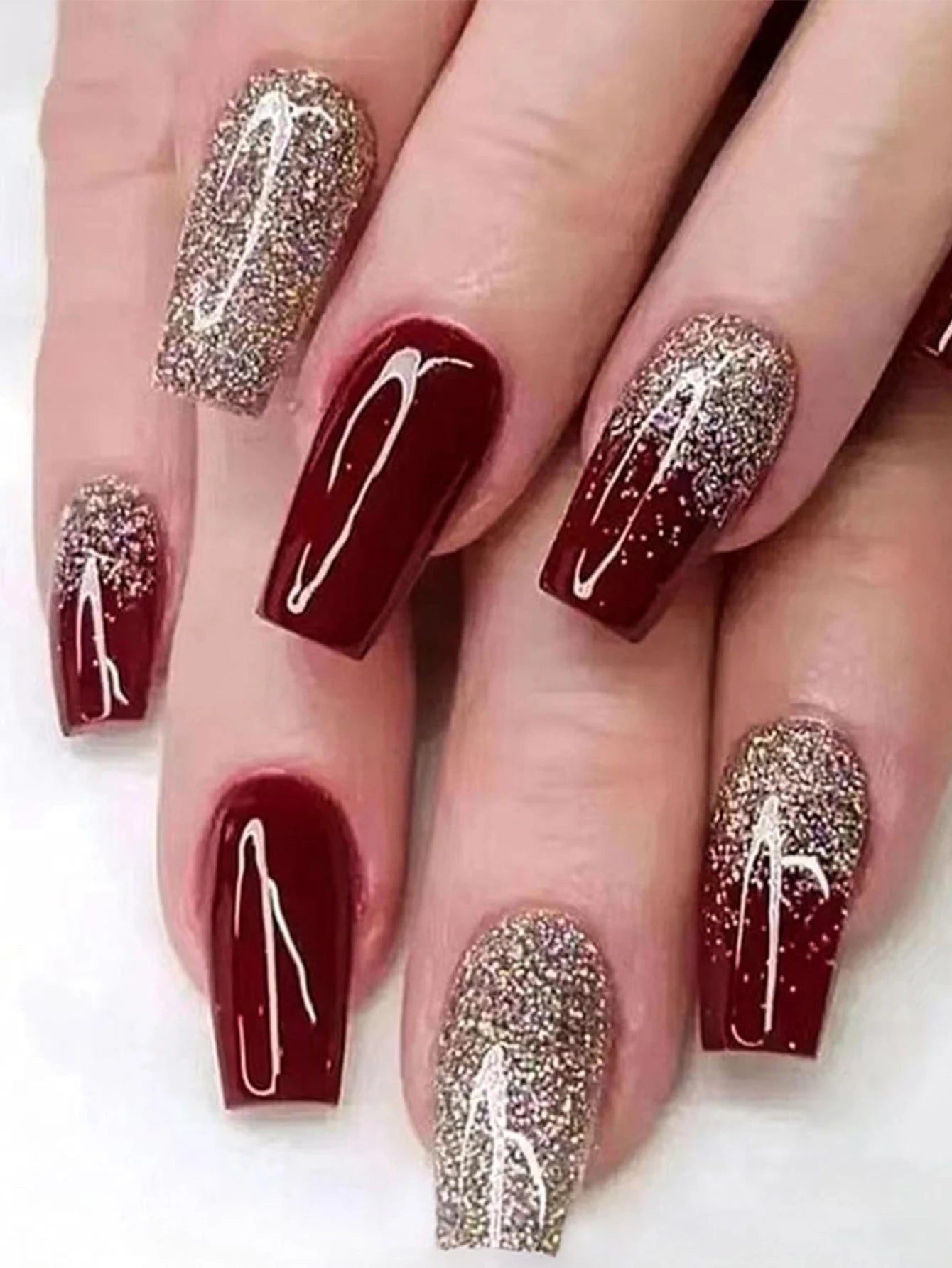 ARTAUG 24pcs Glossy Pink Press On Nails Medium Square Fake Nail Elegantstyle False Nail Full Cover Fake Nail For Stylish Women