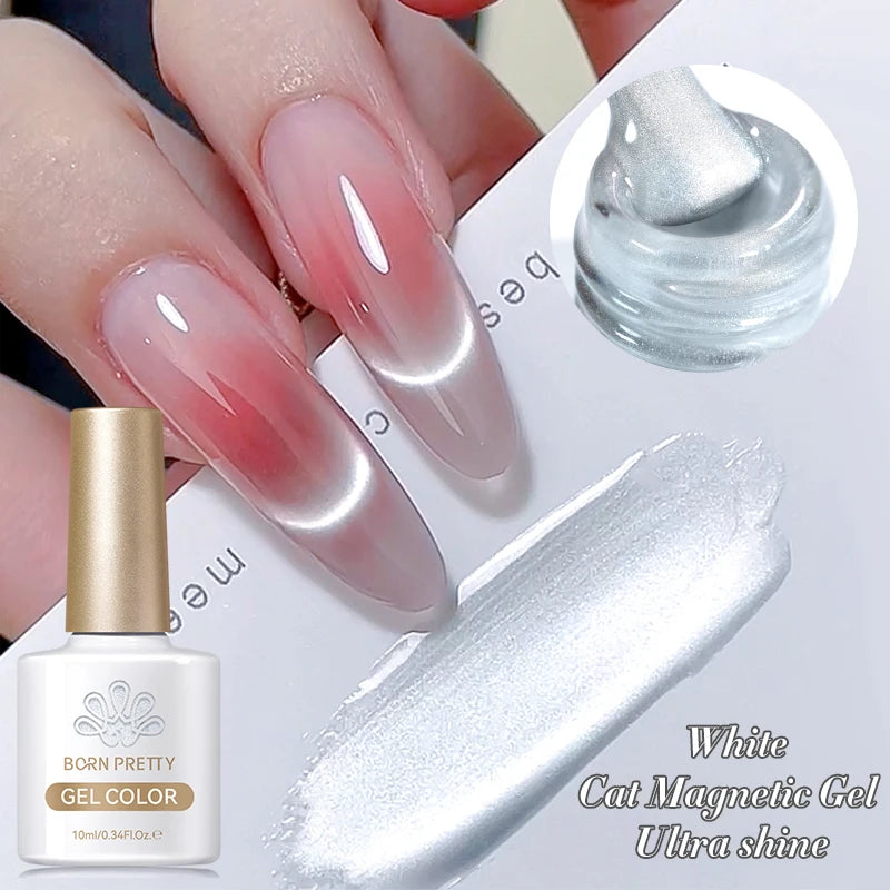 BORN PRETTY 10ml Super Shining Reflective Cat Magnetic Gel Ultra Shine Glitter Red Silver Soak Off UV LED Gel Nail Art Varnish