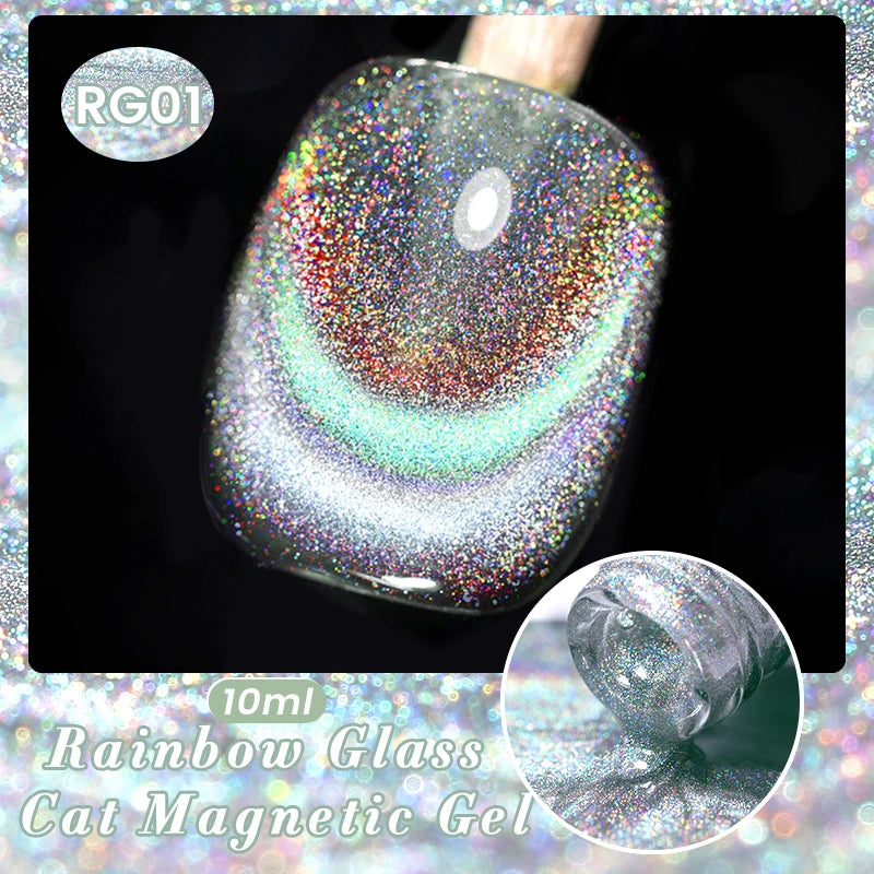 BORN PRETTY 10ml Super Shining Reflective Cat Magnetic Gel Ultra Shine Glitter Red Silver Soak Off UV LED Gel Nail Art Varnish