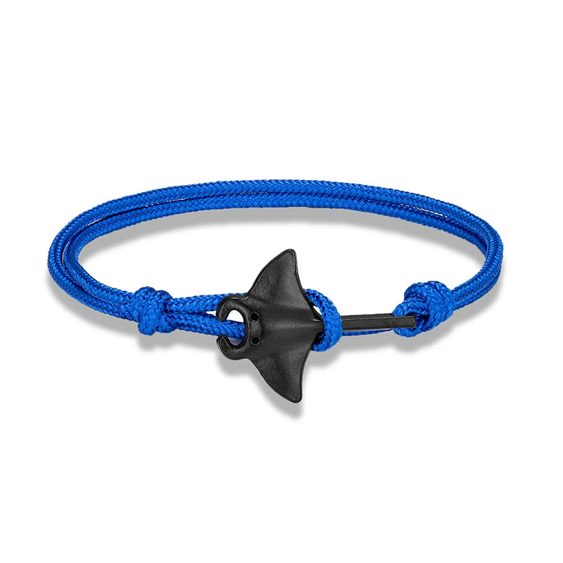 Ocean Animals Cute Manta Ray Bracelet Men Women Adjustable Paracord Rope Couple Bracelets Summer Beach Surfing Party Bangle Gift
