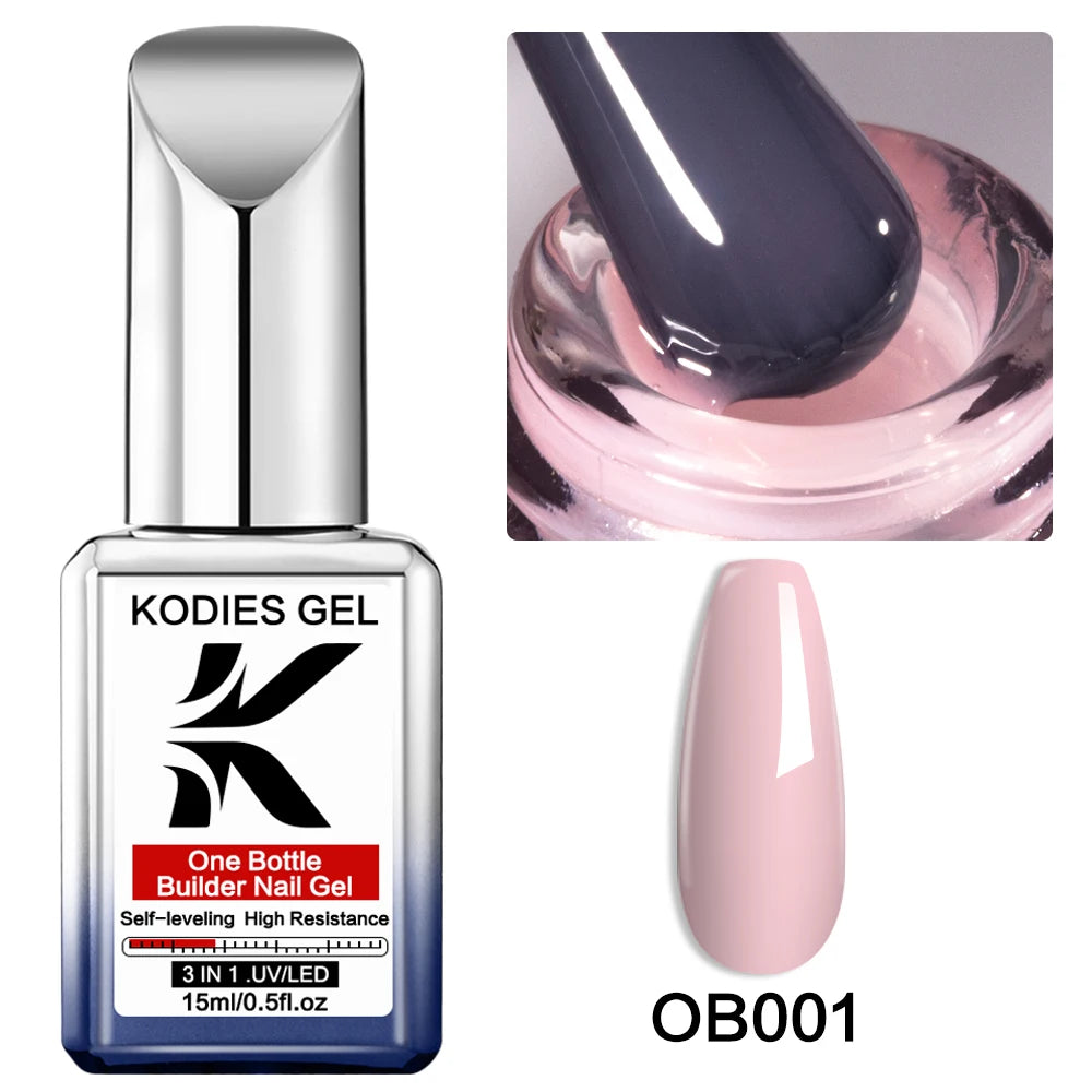KODIES GEL Builder Nail Gel in a Bottle Milky Pink 15ML Brush on Builder Extension Gel Polish Soak Off French Manicure Hard Gel