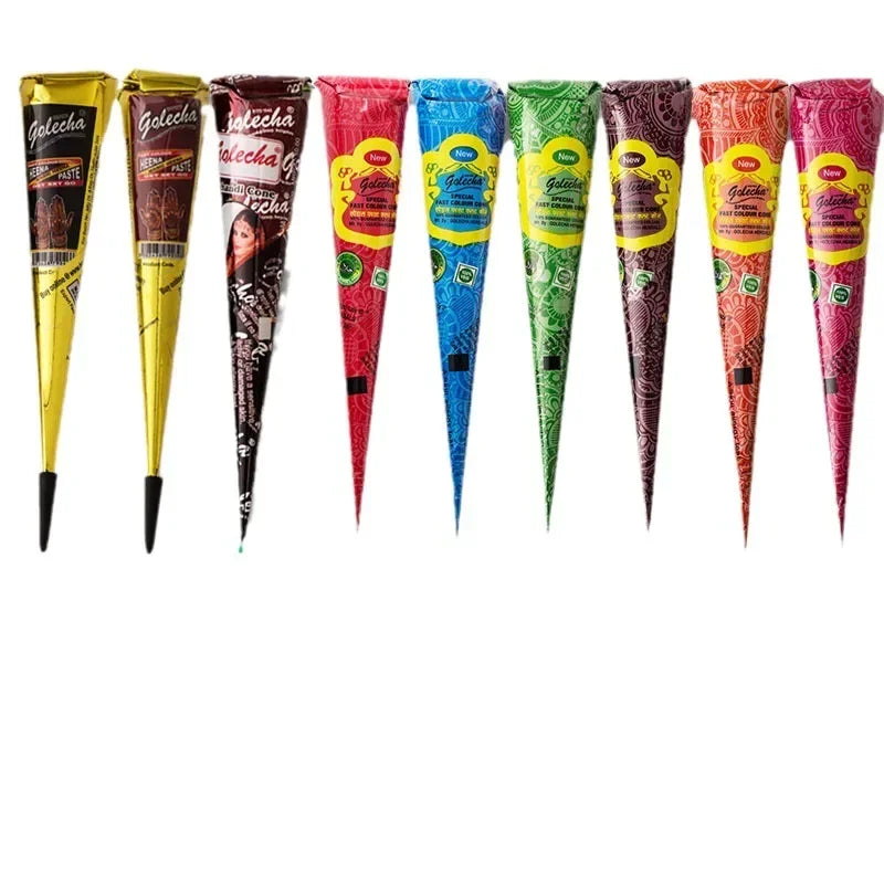 New Henna Tattoo Paste Black brown red white Henna Cones Indian For Temporary DIY Tattoo Sticker Body Paint Cone henne