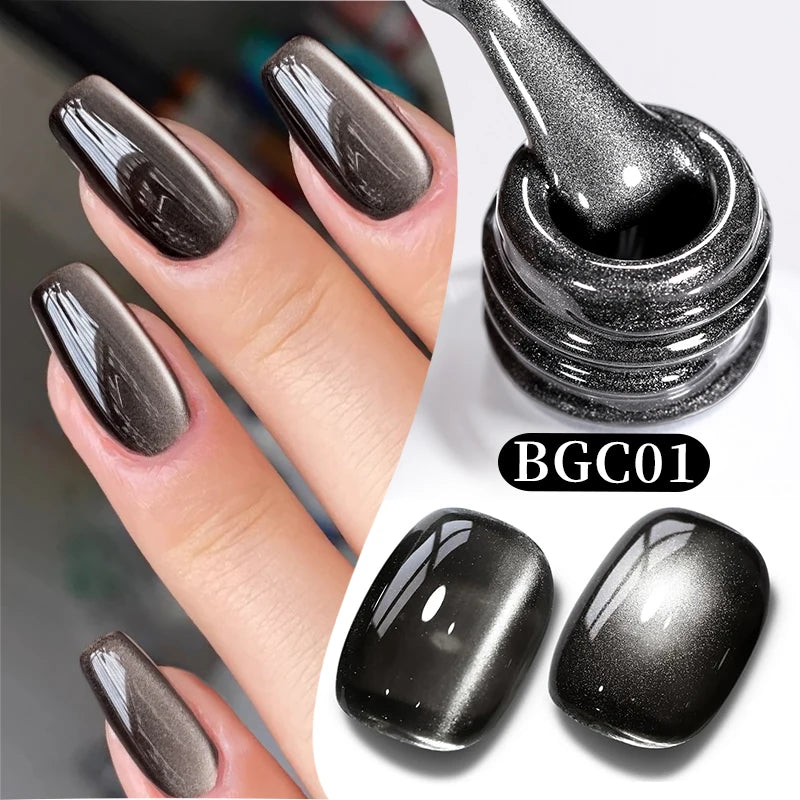 BORN PRETTY 10ml Super Shining Reflective Cat Magnetic Gel Ultra Shine Glitter Red Silver Soak Off UV LED Gel Nail Art Varnish