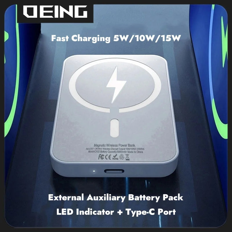 Magnetic Powerbank For iPhone Type-C External Auxiliary Battery Portable Wireless Charger For Apple Original Magsafe Power Bank