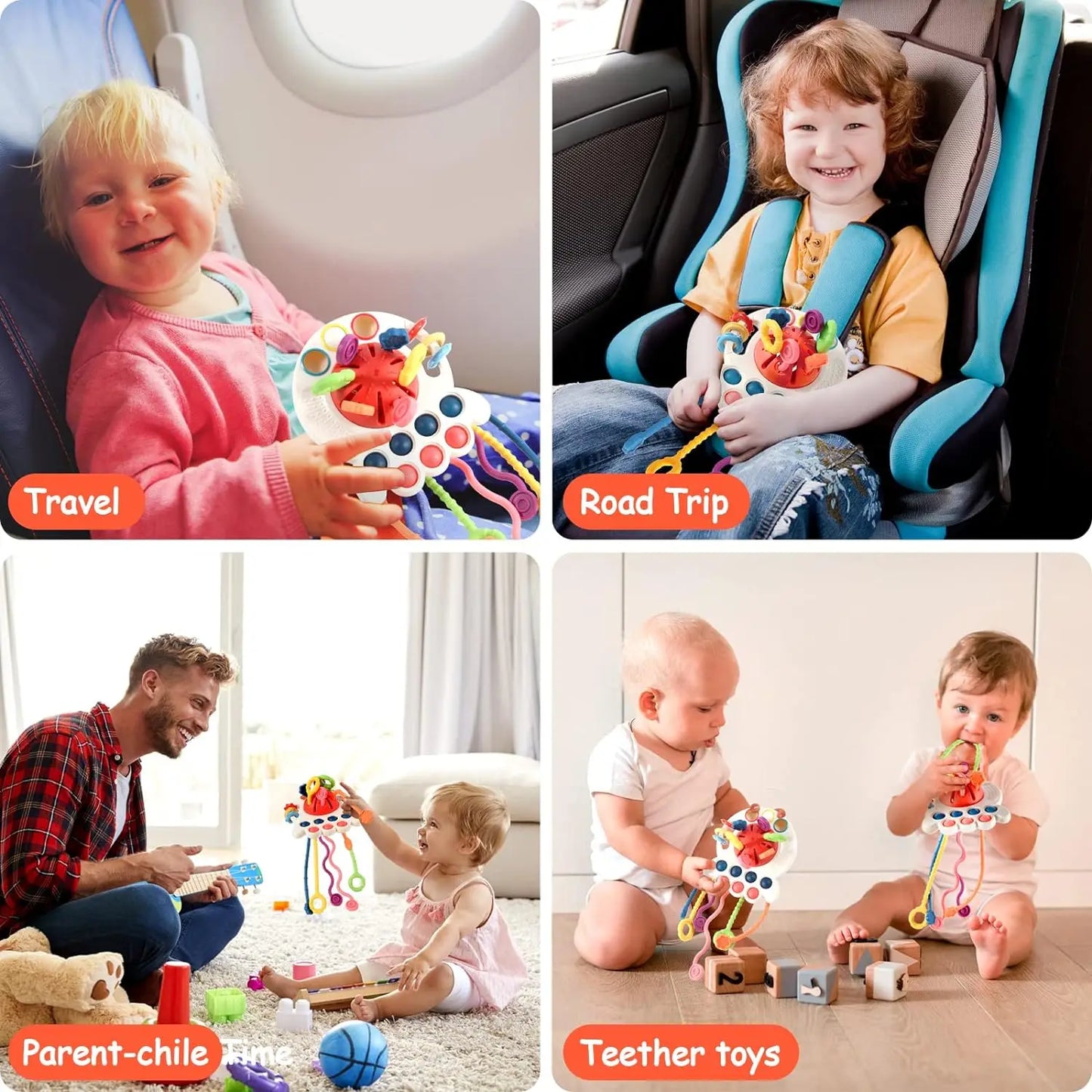 Baby Montessori Toys Pull String Sensory Toys Baby 2 12 Months Silicone Develop Teething Activity Toys for Kids Educational Toys