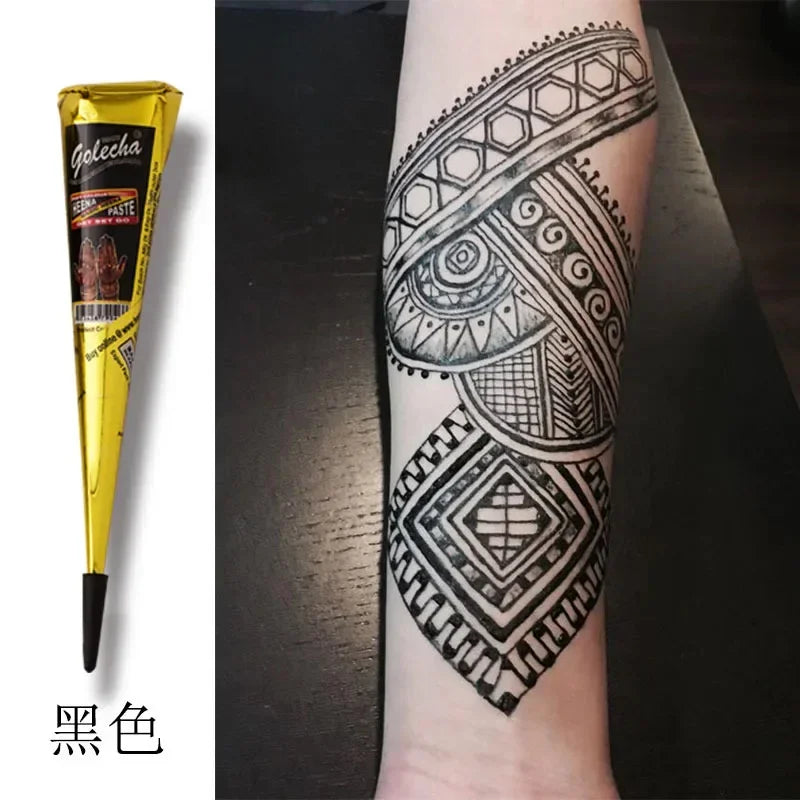 New Henna Tattoo Paste Black brown red white Henna Cones Indian For Temporary DIY Tattoo Sticker Body Paint Cone henne