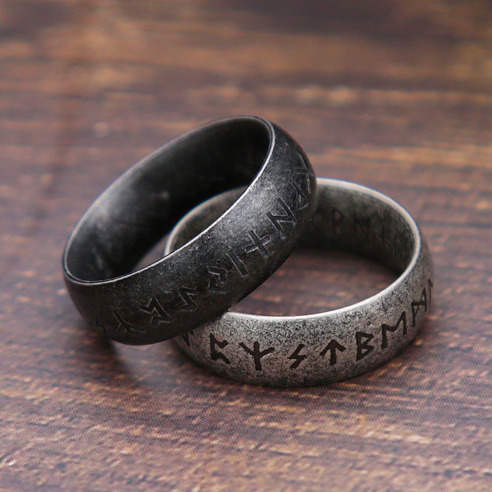 2025 Fashion Retro Viking Rune Ring for Men Women 316L Stainless Steel Odin Letter Rings Couple Simple Amulet Jewelry Gifts Wholesale