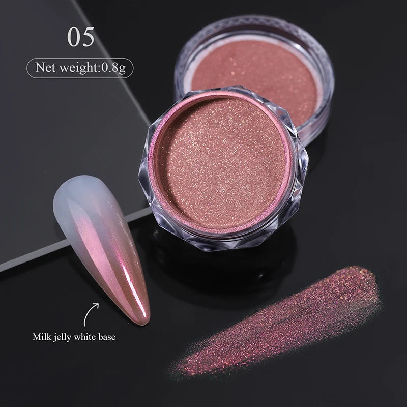 1Box Moonlight Mirror Nail Powder Silver Fine Glitter Metallic Effect Pigment UV Gel Polish Chrome Dust Aurora Nail Decorations