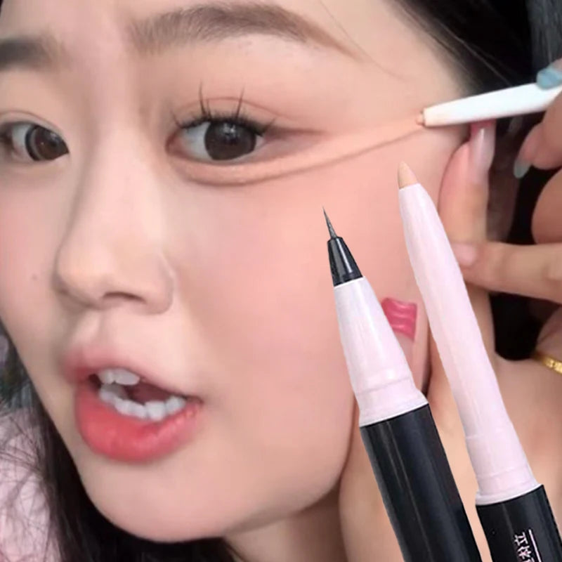 Double Head Matte Pink Lying Silkworm Pen Waterproof Lasting Natural Brightening Glitter Eyeshadow Pencil Korean Makeup Cosmetic