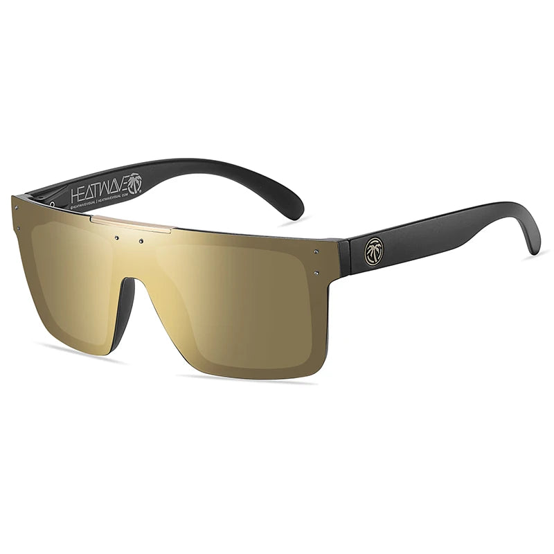NEW luxury BRAND Mirrored Polarized lens heat wave Sunglasses men sport goggle uv400 protection with case