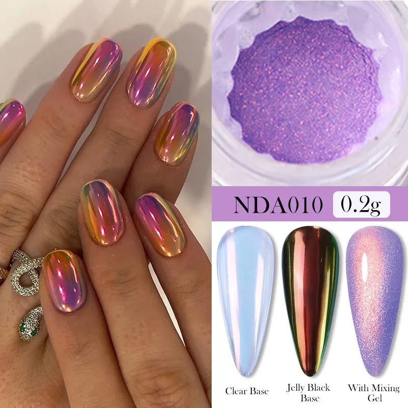 1Box Moonlight Mirror Nail Powder Silver Fine Glitter Metallic Effect Pigment UV Gel Polish Chrome Dust Aurora Nail Decorations