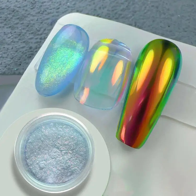 Aurora Colorful Chrome Unicorn Nail Powder Moonlight Mirror Nail Glitter Pigment Metallic Effect Pigment UV Gel Polish Powder