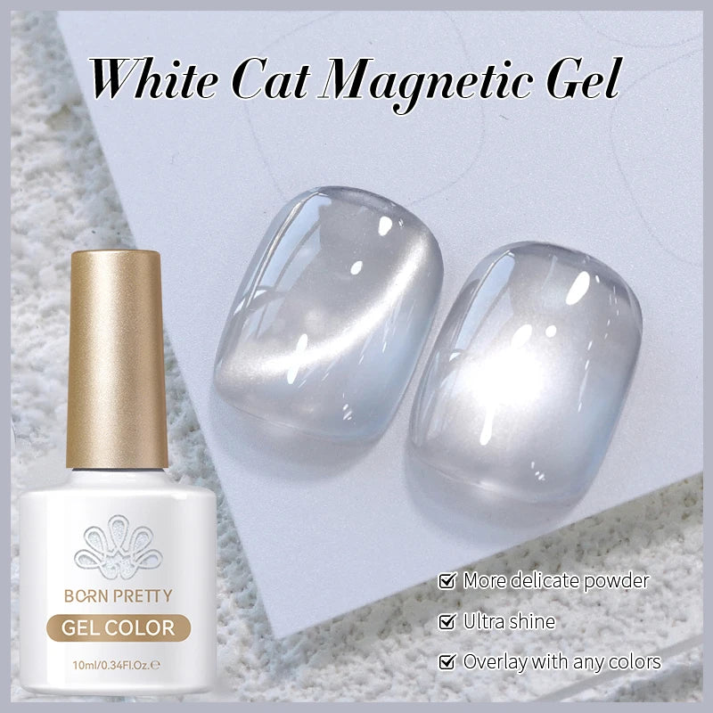 BORN PRETTY 10ml Black Glass Cat Magnetic Gel Nail Polish Punk Style Nail Art Manicure Varnis Semi Permanent Gel