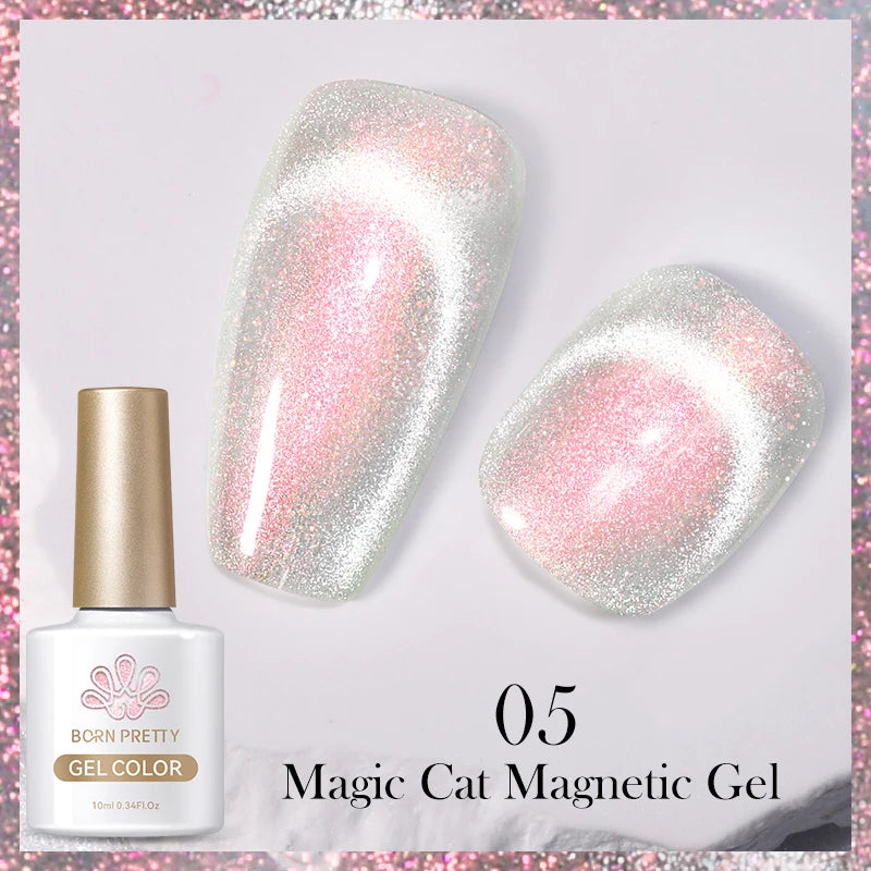 BORN PRETTY 10ml Black Glass Cat Magnetic Gel Nail Polish Punk Style Nail Art Manicure Varnis Semi Permanent Gel