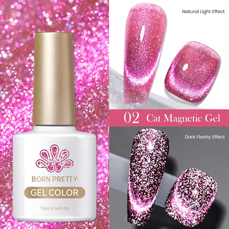 BORN PRETTY 10ml Black Glass Cat Magnetic Gel Nail Polish Punk Style Nail Art Manicure Varnis Semi Permanent Gel