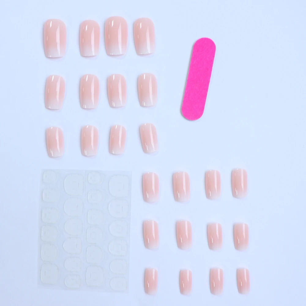 ARTAUG 24pcs Glossy Pink Press On Nails Medium Square Fake Nail Elegantstyle False Nail Full Cover Fake Nail For Stylish Women