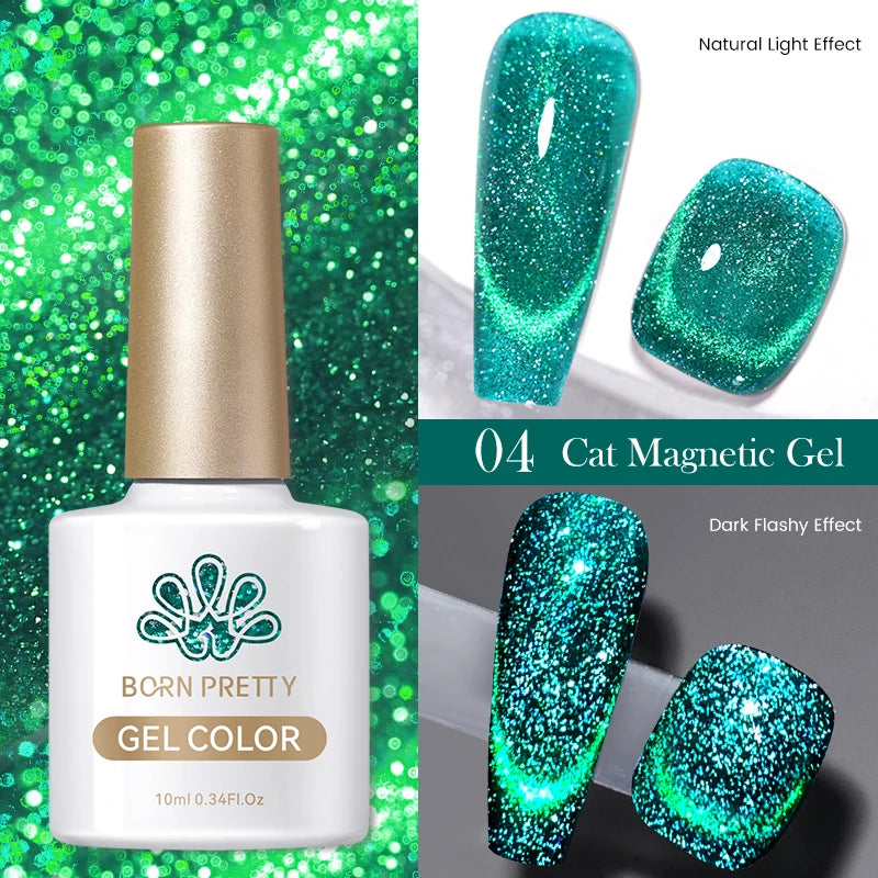 BORN PRETTY 10ml Black Glass Cat Magnetic Gel Nail Polish Punk Style Nail Art Manicure Varnis Semi Permanent Gel
