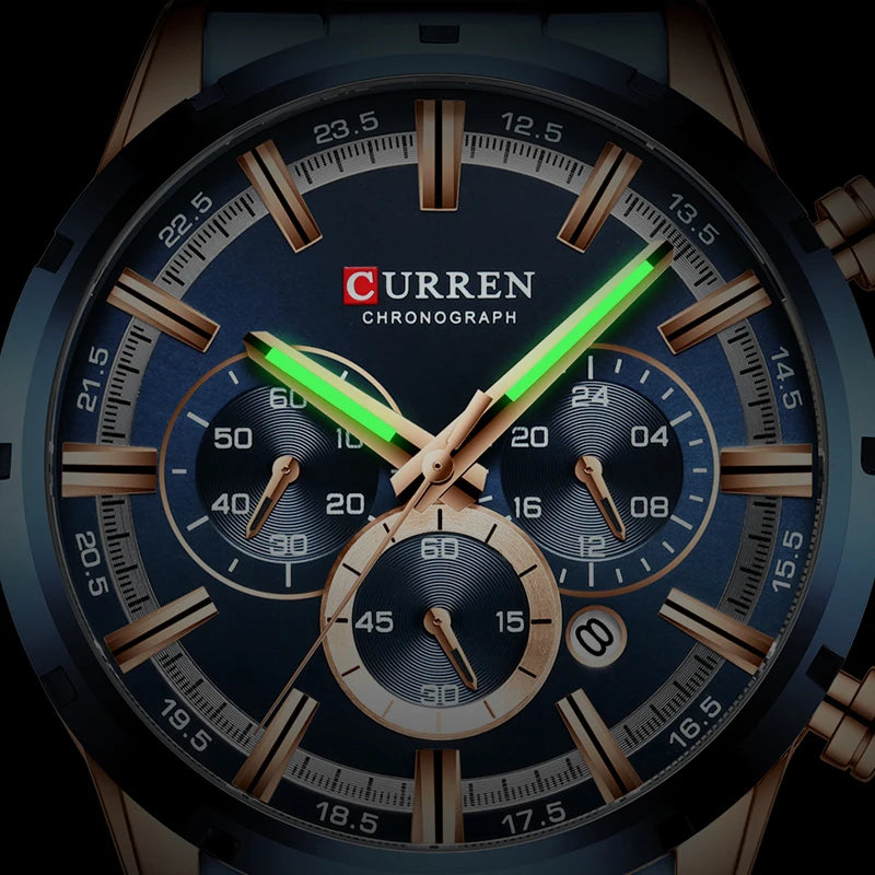 CURREN Men Watch Top Brand Luxury Sports Quartz Mens Watches Full Steel Waterproof