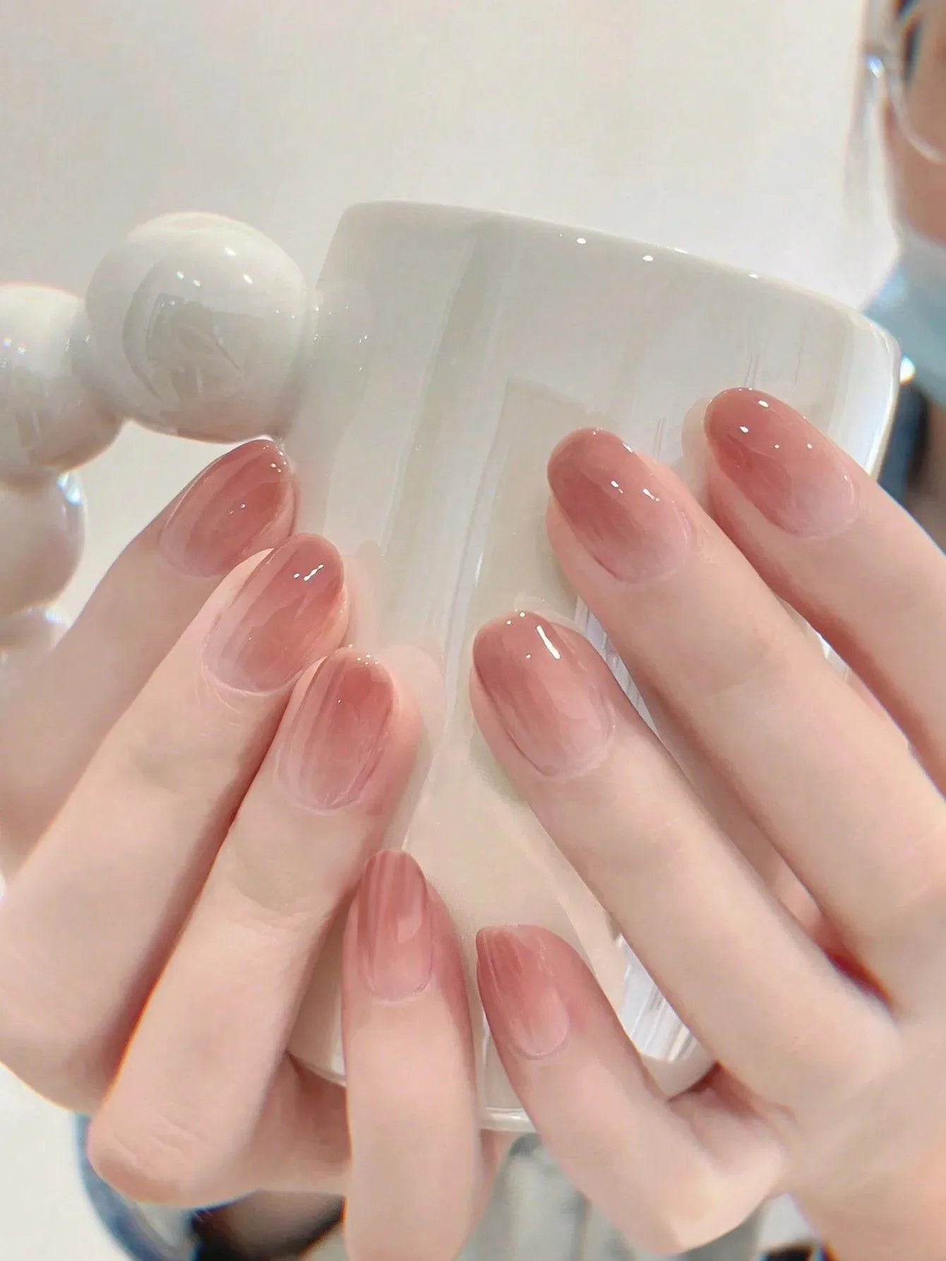 ARTAUG 24pcs Glossy Pink Press On Nails Medium Square Fake Nail Elegantstyle False Nail Full Cover Fake Nail For Stylish Women