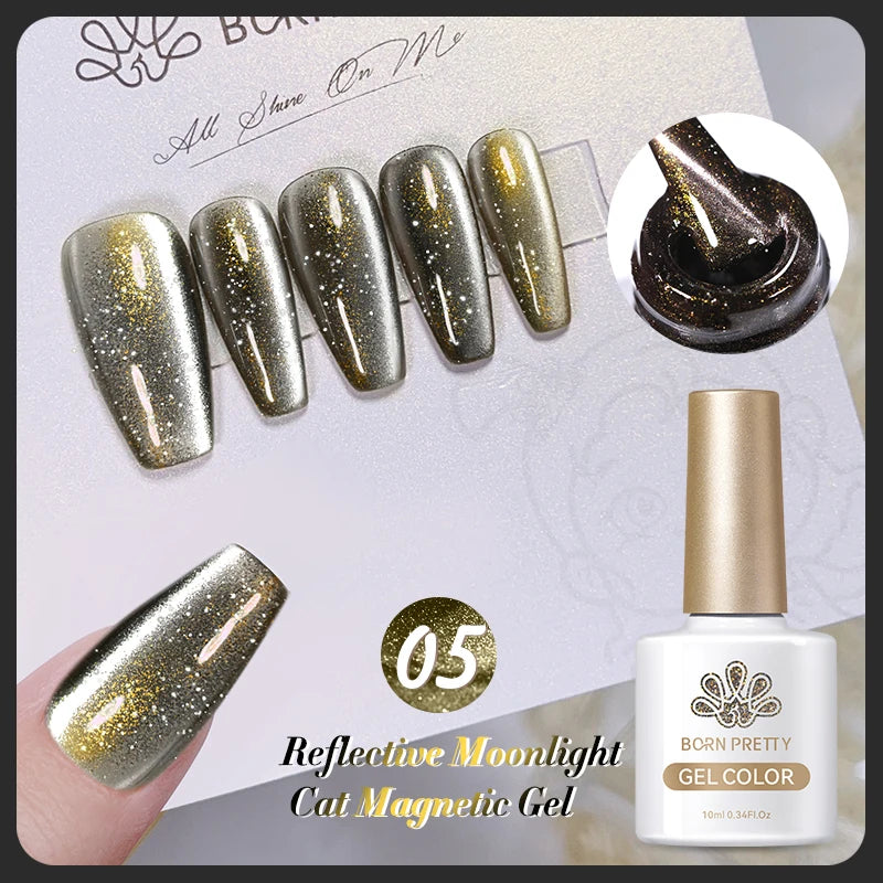 BORN PRETTY 10ml Black Glass Cat Magnetic Gel Nail Polish Punk Style Nail Art Manicure Varnis Semi Permanent Gel