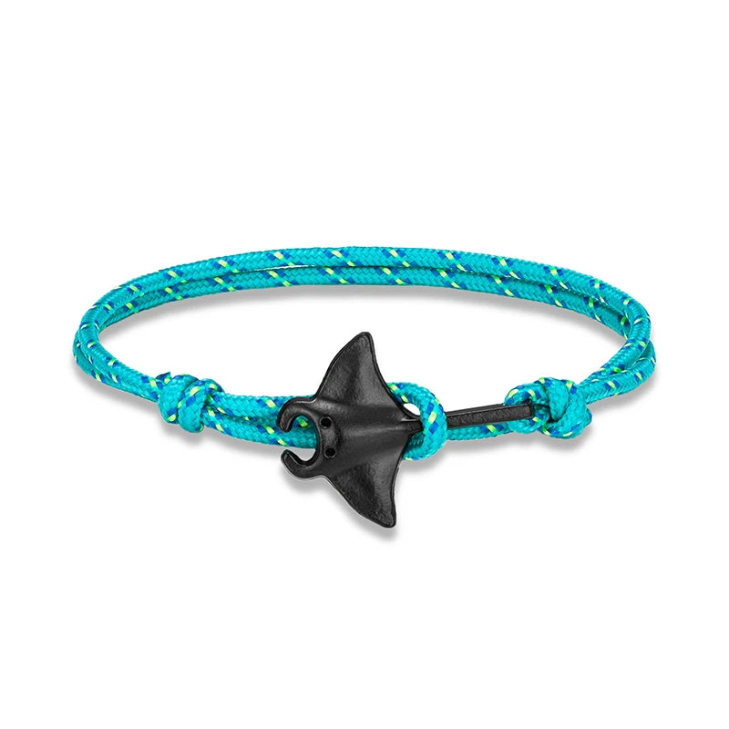 Ocean Animals Cute Manta Ray Bracelet Men Women Adjustable Paracord Rope Couple Bracelets Summer Beach Surfing Party Bangle Gift