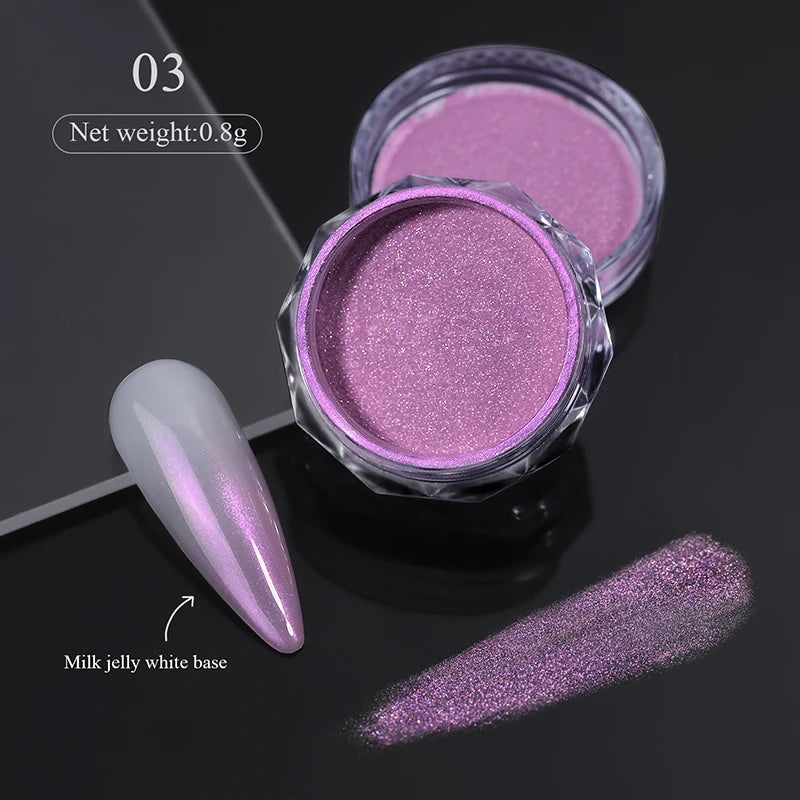 1Box Moonlight Mirror Nail Powder Silver Fine Glitter Metallic Effect Pigment UV Gel Polish Chrome Dust Aurora Nail Decorations