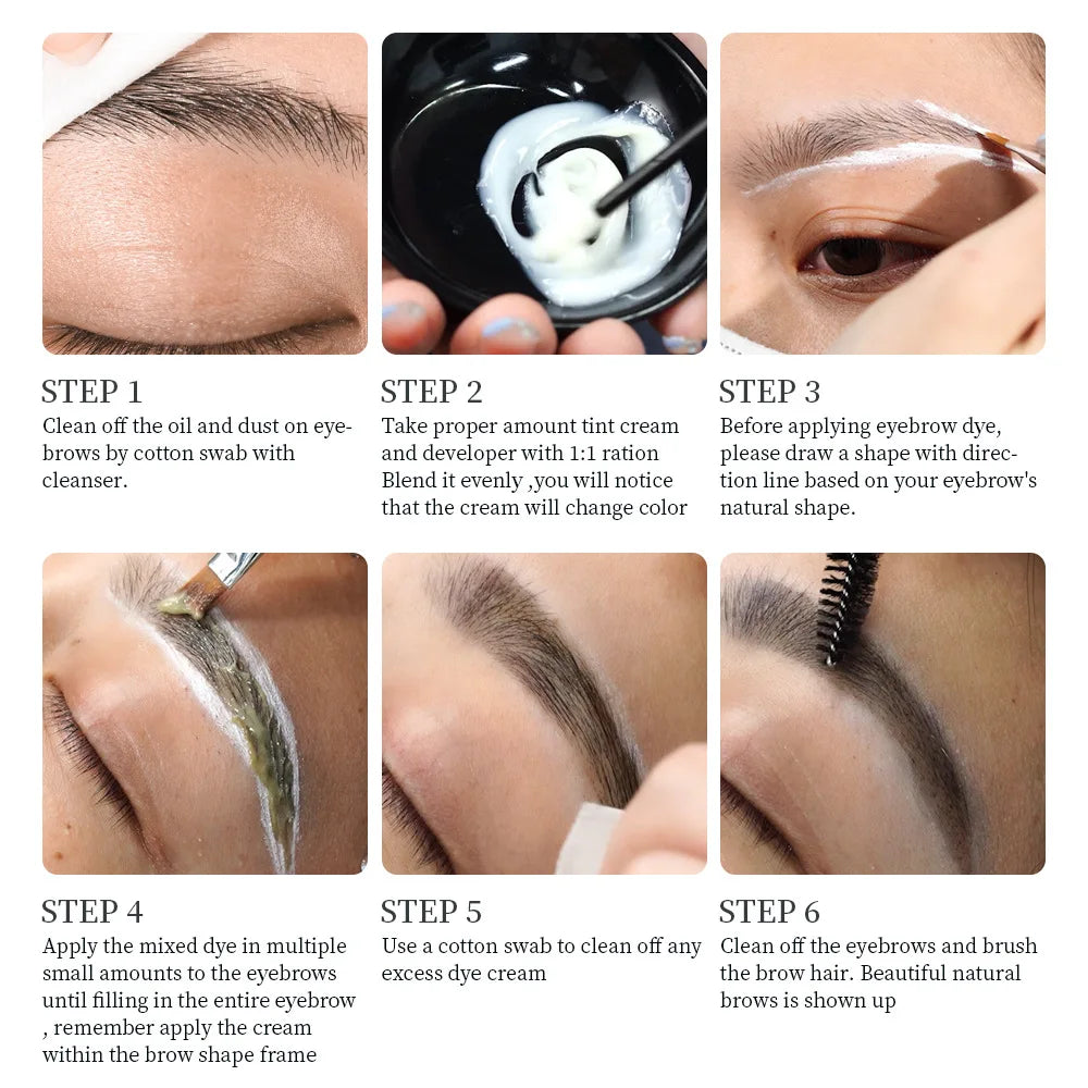 Eyelash Eyebrow Tint Permanent Dye Kit Waterproof Lasting Fast Tint Henna Brow Enhancers Cream Gel Makeup Tool