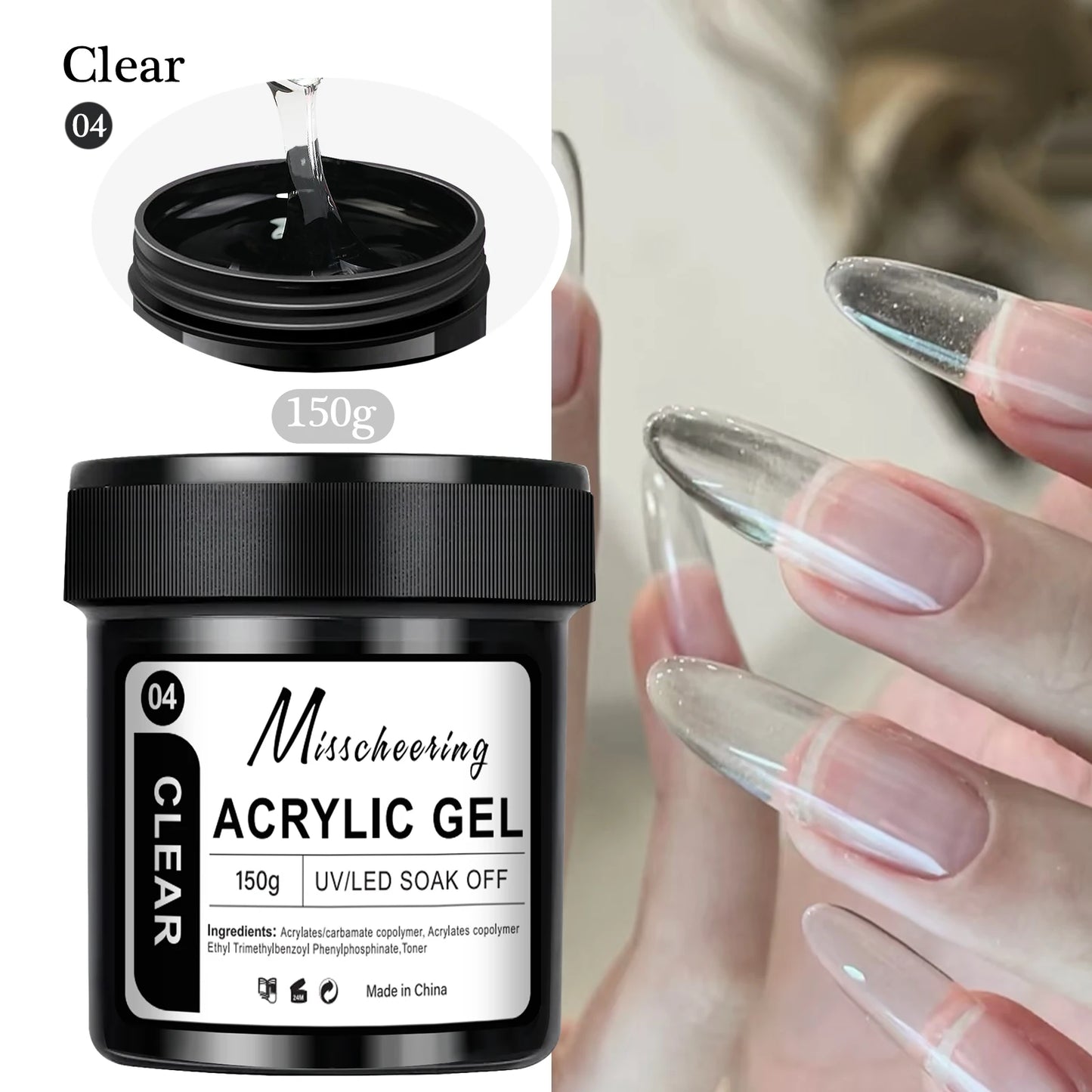 150g Large Capacity Nail Extension Gel Acrylic Semi-Permanent UV/LED Gel Varnish Suitable for DIY Design Nail Art Extension Tool