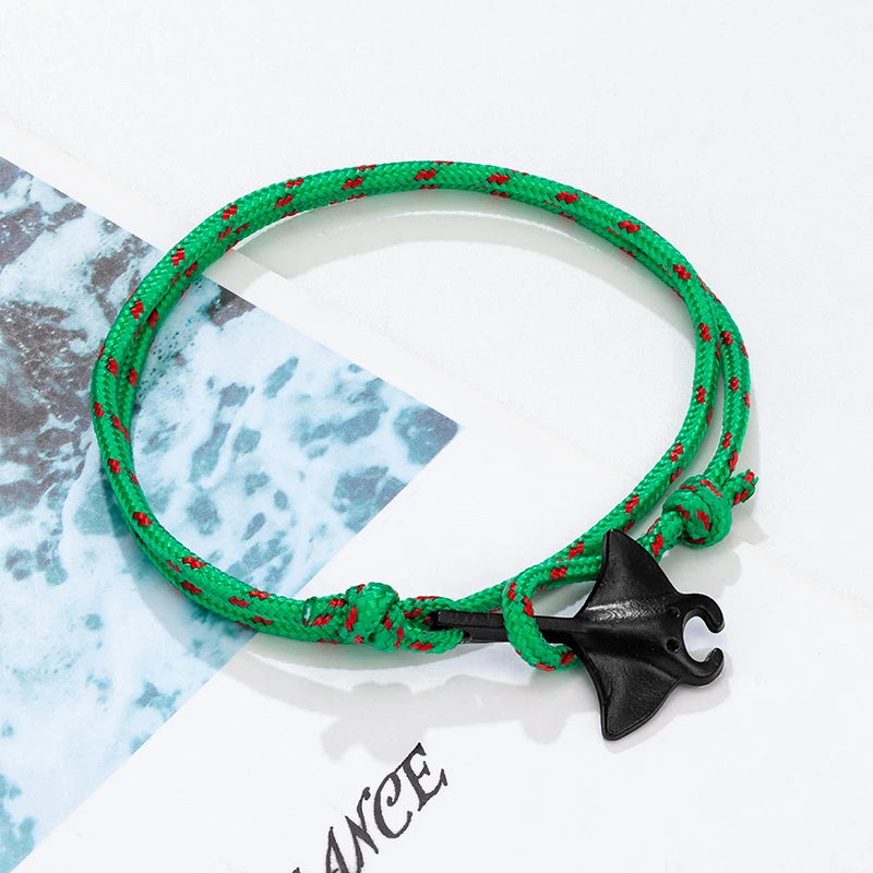 Ocean Animals Cute Manta Ray Bracelet Men Women Adjustable Paracord Rope Couple Bracelets Summer Beach Surfing Party Bangle Gift
