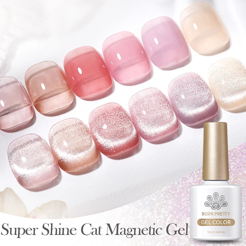 BORN PRETTY 10ml Super Shining Reflective Cat Magnetic Gel Ultra Shine Glitter Red Silver Soak Off UV LED Gel Nail Art Varnish