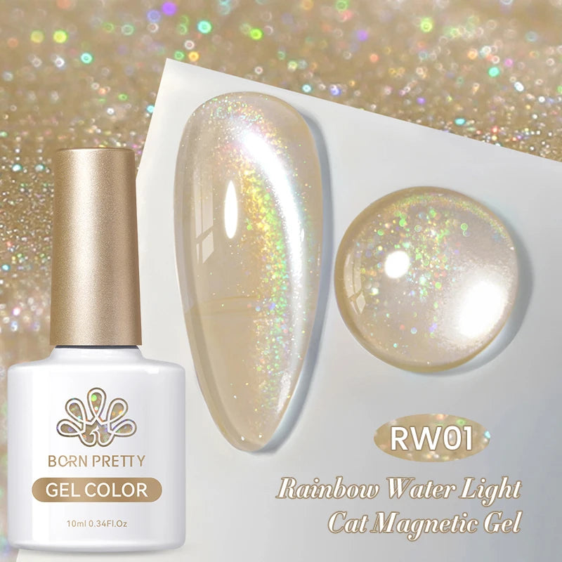 BORN PRETTY 10ml Super Shining Reflective Cat Magnetic Gel Ultra Shine Glitter Red Silver Soak Off UV LED Gel Nail Art Varnish