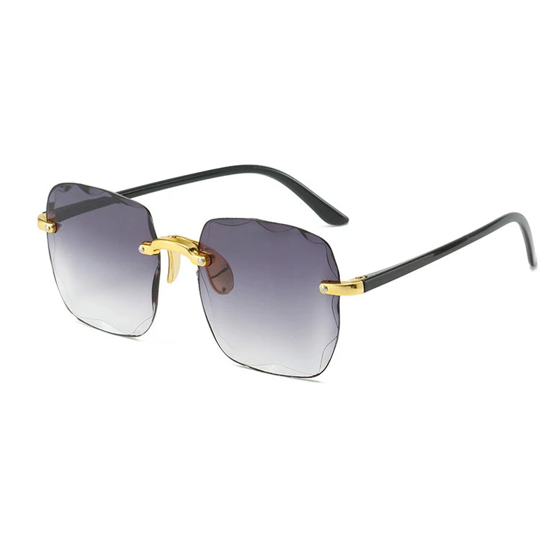 2024 New Rimless Women's Sunglasses Fashion Gradient Lenses Sun glasses Lady Vintage Alloy Legs Classic Designer Shades UV400