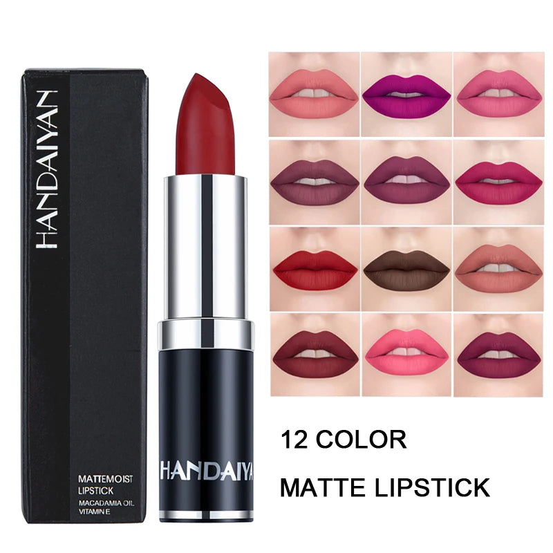 HANDAIYAN 12-COLOR MATTE LIPSTICK WATERPROOF LONG-LASTING MOISTURIZING VELVET MATTE LIPSTICK
