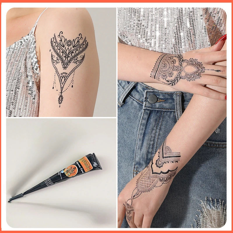 New Henna Tattoo Paste Black brown red white Henna Cones Indian For Temporary DIY Tattoo Sticker Body Paint Cone henne