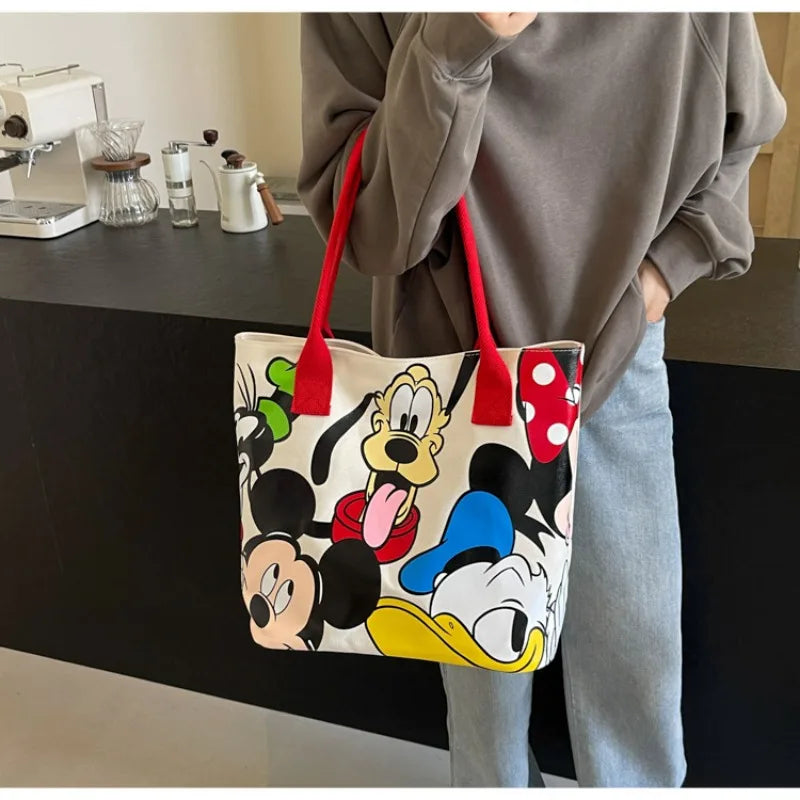DisneyCartoon Mickey Fashion Versatile LargeCapacity Canvas Shoulder Bag Women's