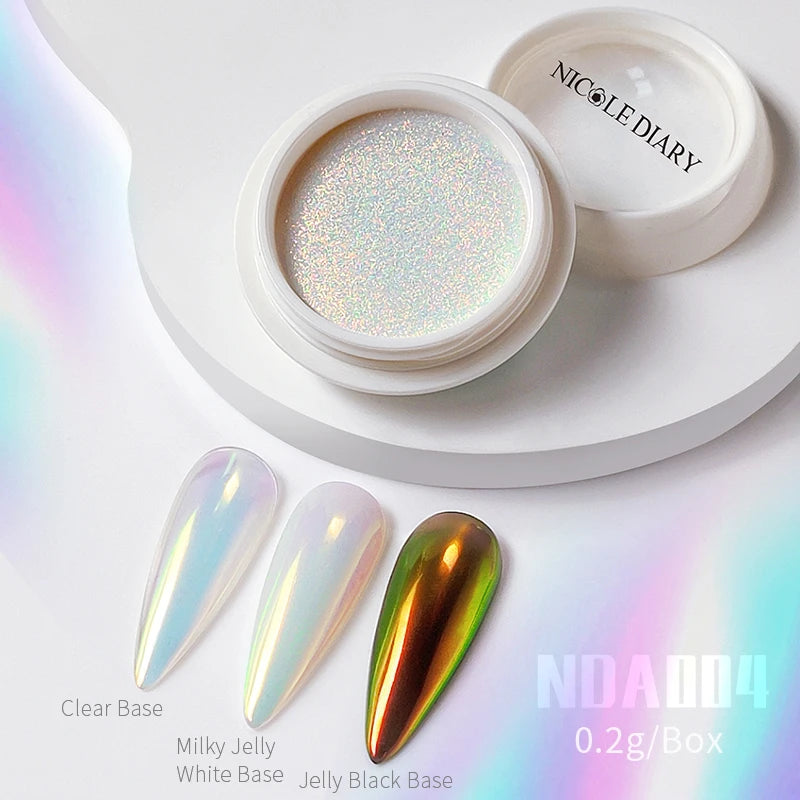 1Box Moonlight Mirror Nail Powder Silver Fine Glitter Metallic Effect Pigment UV Gel Polish Chrome Dust Aurora Nail Decorations