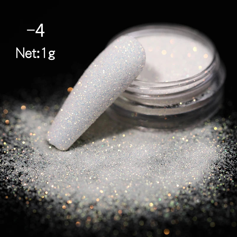 1Box Moonlight Mirror Nail Powder Silver Fine Glitter Metallic Effect Pigment UV Gel Polish Chrome Dust Aurora Nail Decorations