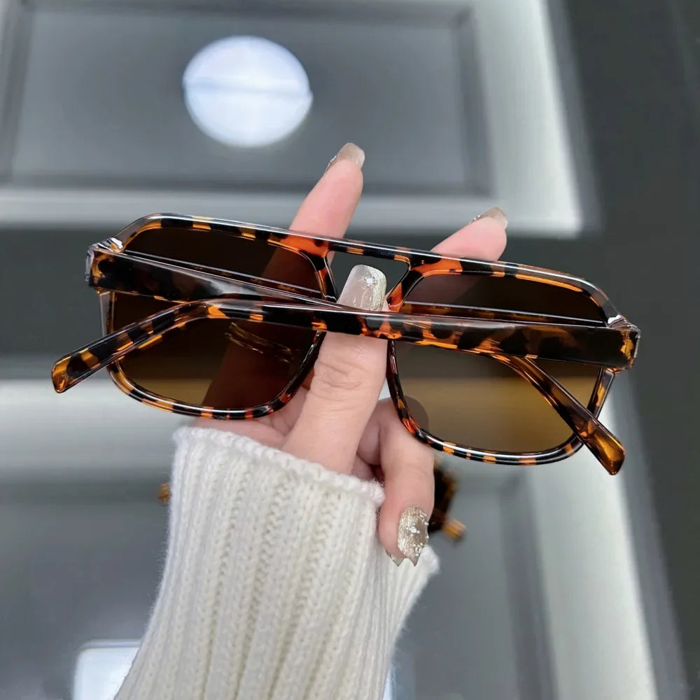 Vintage Square Sunglasses Women Brand Designer Retro Leopard Sun Glasses Female Shades Mirror Fashion Outdoor Oculos De Sol