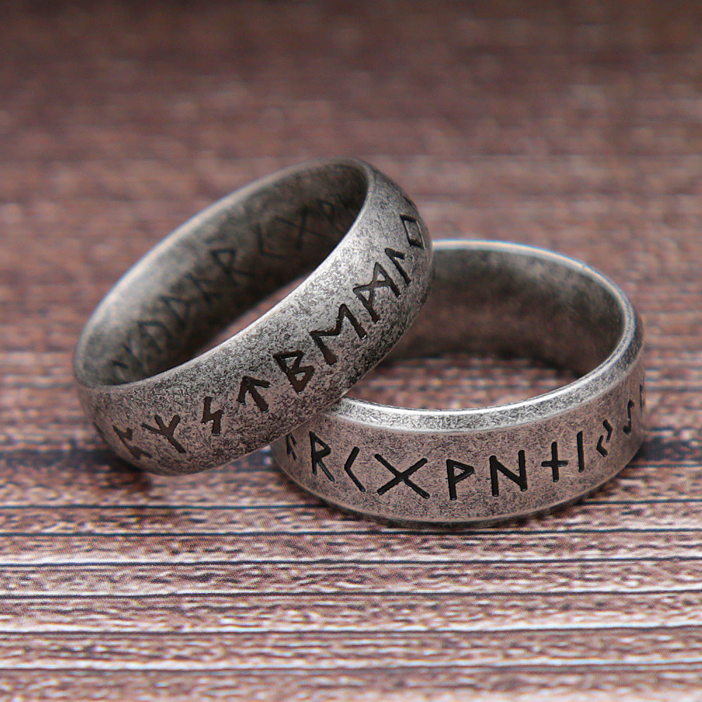 2025 Fashion Retro Viking Rune Ring for Men Women 316L Stainless Steel Odin Letter Rings Couple Simple Amulet Jewelry Gifts Wholesale