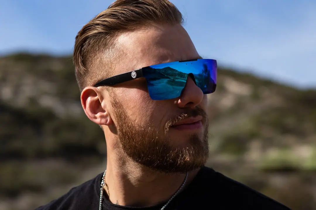 NEW luxury BRAND Mirrored Polarized lens heat wave Sunglasses men sport goggle uv400 protection with case