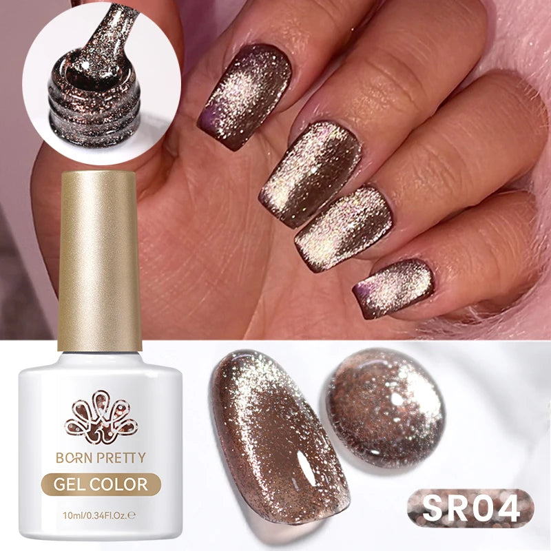 BORN PRETTY 10ml Super Shining Reflective Cat Magnetic Gel Ultra Shine Glitter Red Silver Soak Off UV LED Gel Nail Art Varnish