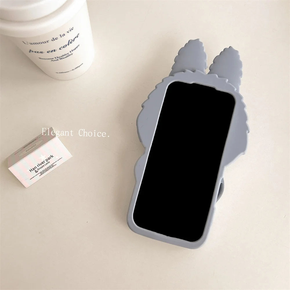 For iPhone 16 15 14 Plus 13 12 11 Pro Max Kawaii 3D Cartoon Monster Rabbit Elf Phone Case Soft Silicone Cover