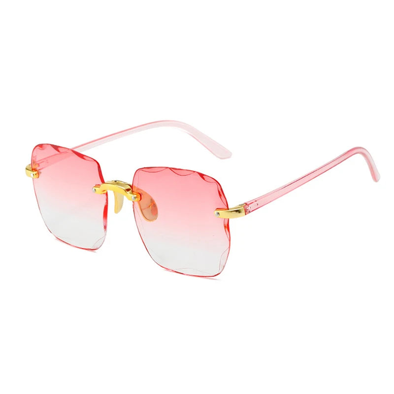 2024 New Rimless Women's Sunglasses Fashion Gradient Lenses Sun glasses Lady Vintage Alloy Legs Classic Designer Shades UV400