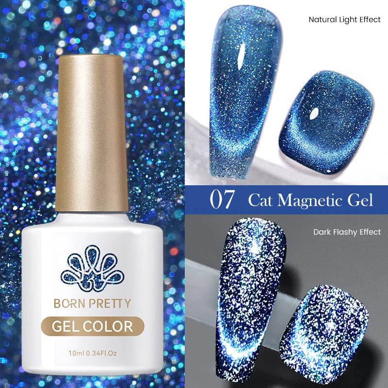 BORN PRETTY 10ml Black Glass Cat Magnetic Gel Nail Polish Punk Style Nail Art Manicure Varnis Semi Permanent Gel