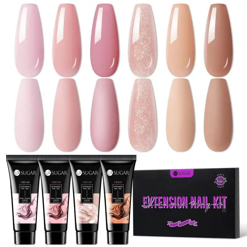 UR SUGAR Acrylic UV Gel Extension Nail Gel Kit Nude Glitter Color Fast Building Gel Nail Polish All For Manicure Nail Art Design