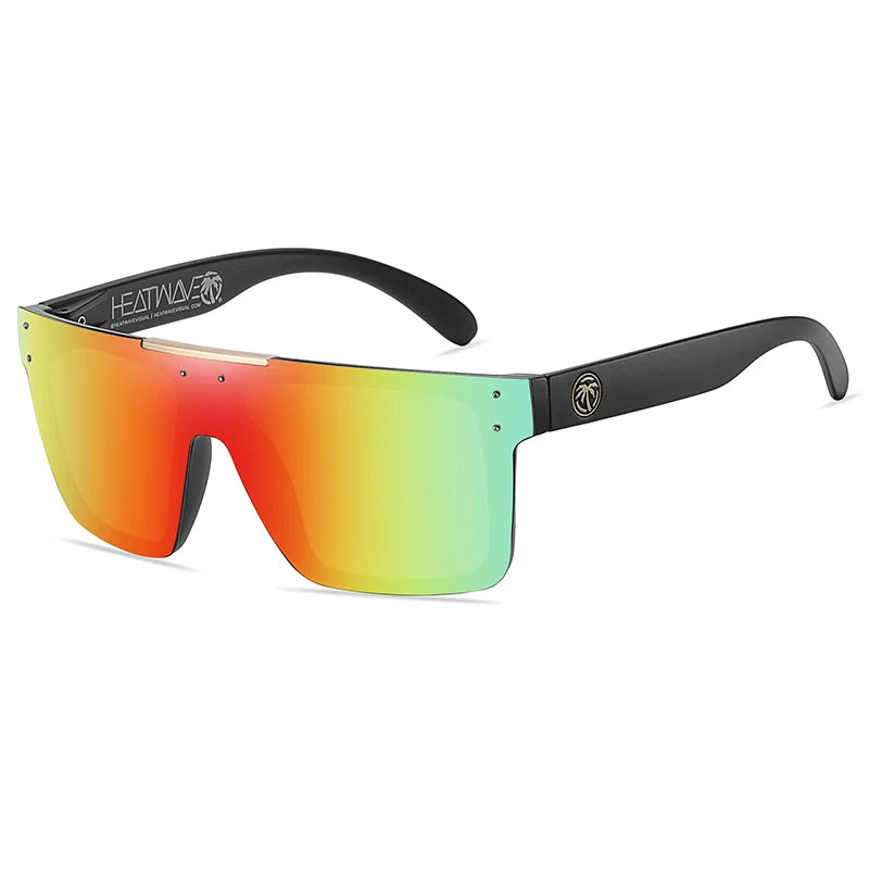 NEW luxury BRAND Mirrored Polarized lens heat wave Sunglasses men sport goggle uv400 protection with case